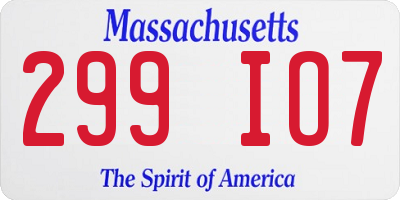 MA license plate 299IO7