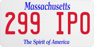 MA license plate 299IP0