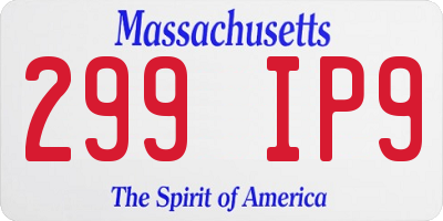 MA license plate 299IP9