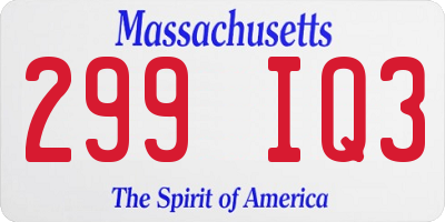 MA license plate 299IQ3