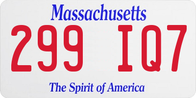 MA license plate 299IQ7