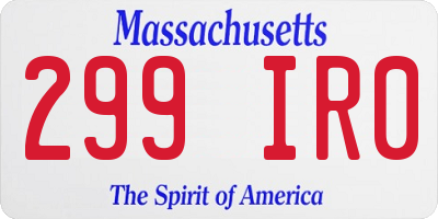 MA license plate 299IR0