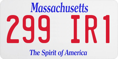 MA license plate 299IR1