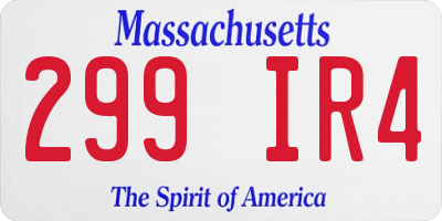 MA license plate 299IR4