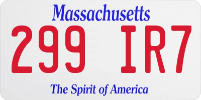 MA license plate 299IR7