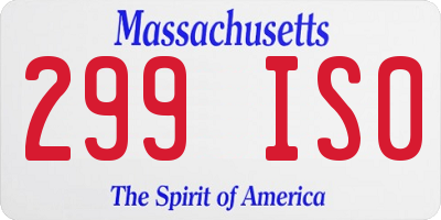 MA license plate 299IS0