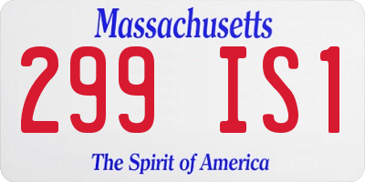 MA license plate 299IS1