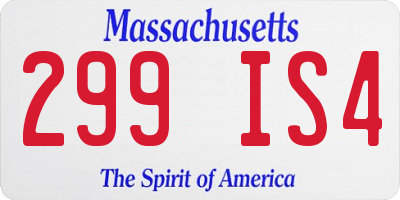 MA license plate 299IS4