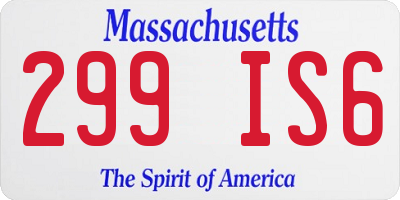 MA license plate 299IS6