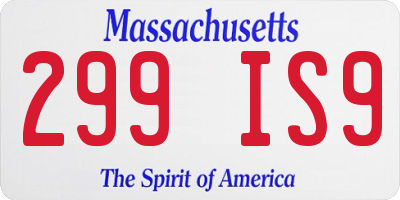 MA license plate 299IS9
