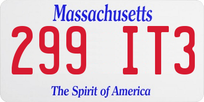MA license plate 299IT3