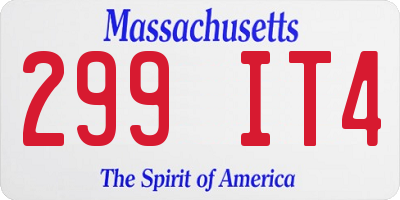 MA license plate 299IT4