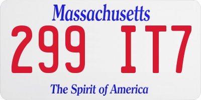 MA license plate 299IT7