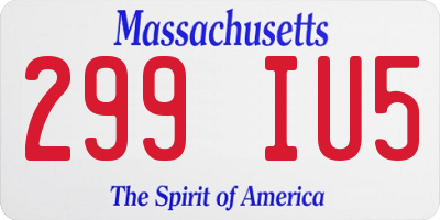 MA license plate 299IU5