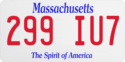 MA license plate 299IU7