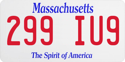 MA license plate 299IU9