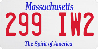 MA license plate 299IW2