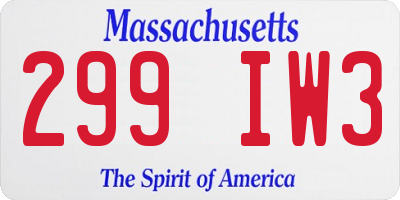 MA license plate 299IW3