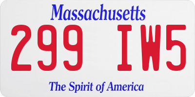 MA license plate 299IW5
