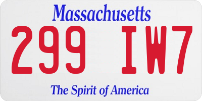 MA license plate 299IW7