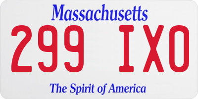 MA license plate 299IX0