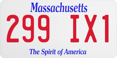 MA license plate 299IX1