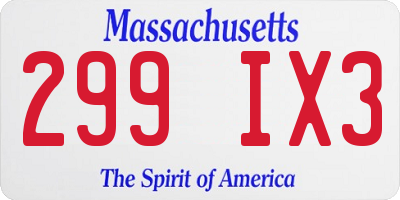 MA license plate 299IX3