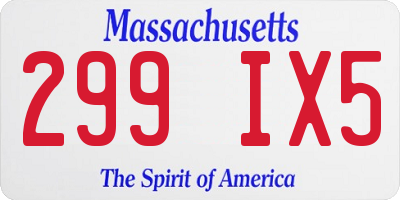 MA license plate 299IX5