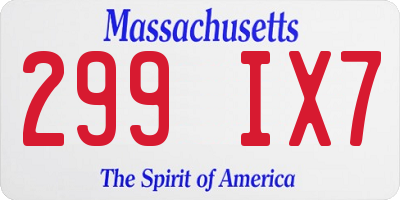 MA license plate 299IX7