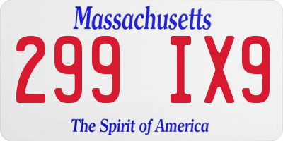 MA license plate 299IX9
