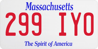MA license plate 299IY0