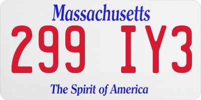 MA license plate 299IY3