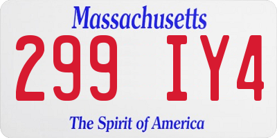 MA license plate 299IY4