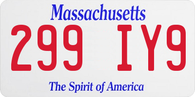 MA license plate 299IY9