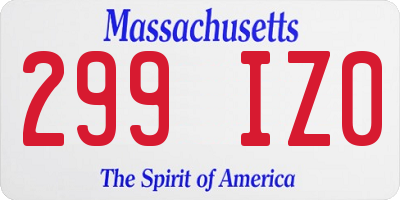 MA license plate 299IZ0