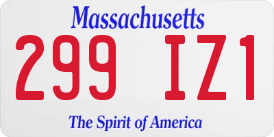 MA license plate 299IZ1