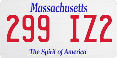 MA license plate 299IZ2