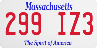MA license plate 299IZ3