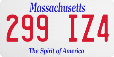 MA license plate 299IZ4