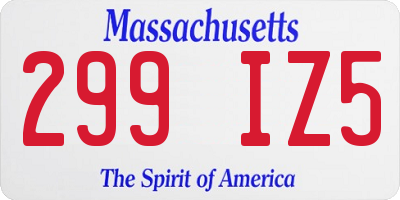 MA license plate 299IZ5