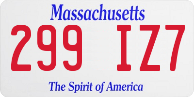 MA license plate 299IZ7