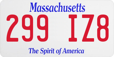 MA license plate 299IZ8