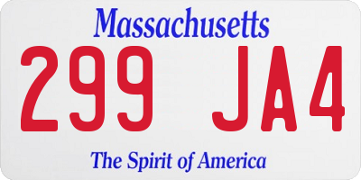 MA license plate 299JA4