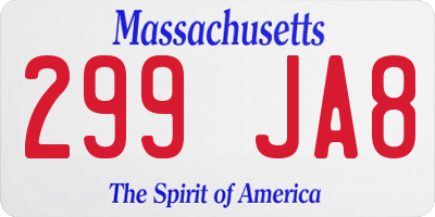 MA license plate 299JA8