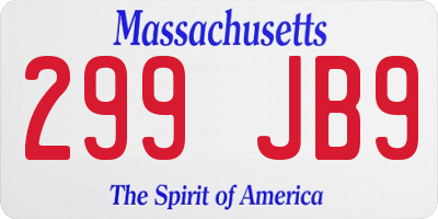 MA license plate 299JB9