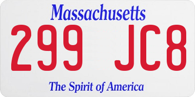 MA license plate 299JC8