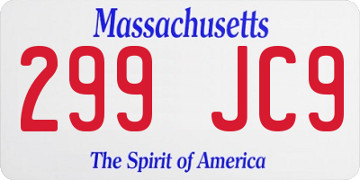 MA license plate 299JC9