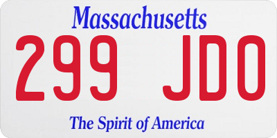MA license plate 299JD0