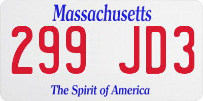 MA license plate 299JD3