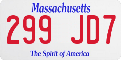 MA license plate 299JD7